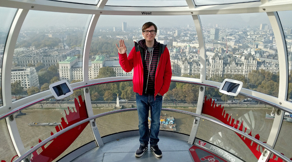 Aus der Gondel des Riesenrads London Eye kann Ralph Caspers ganz London sehen.
