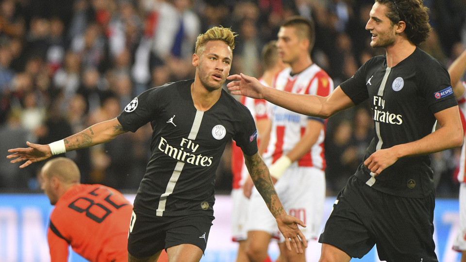 Spielszene mit Torschütze Neymar (St. Germain)