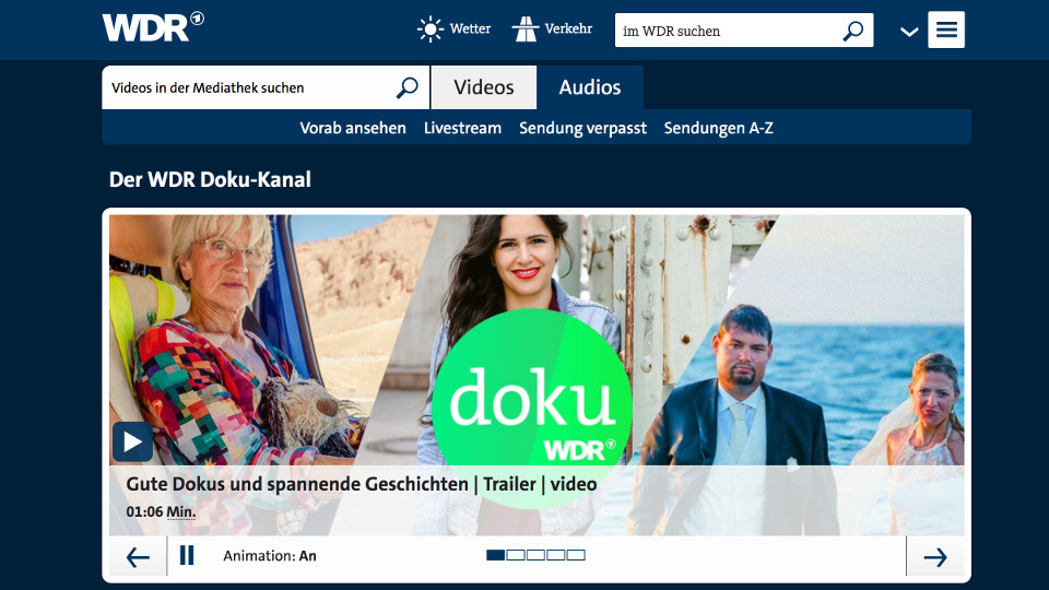 WDR startet Doku-Kanal in der Mediathek