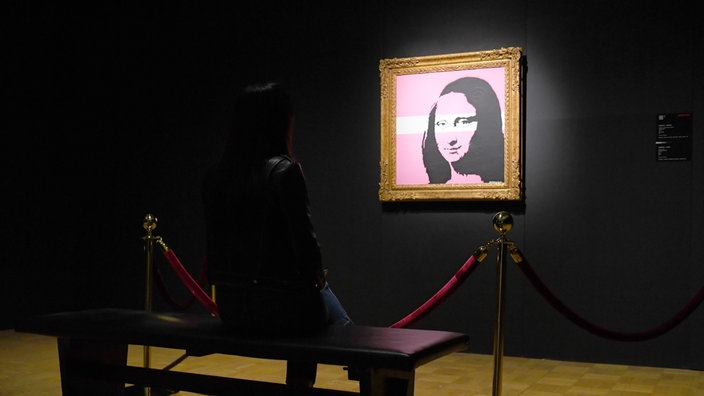 Mona Lisa-Bild in einer Banksy-Ausstellung
