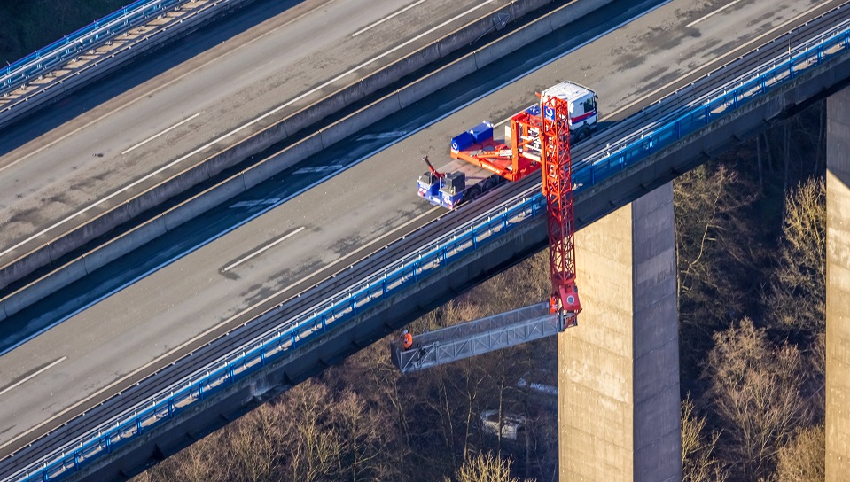 Baumaßnahme für Talbrücke Rahmede an der Autobahn A45 Sauerlandlinie