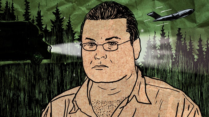 Das Beitragsbild des WDR5 Tiefenblick "Die Khaled el Masri Story" zeigt eine Grafik mit dem Porträt von Khaled el Masri.