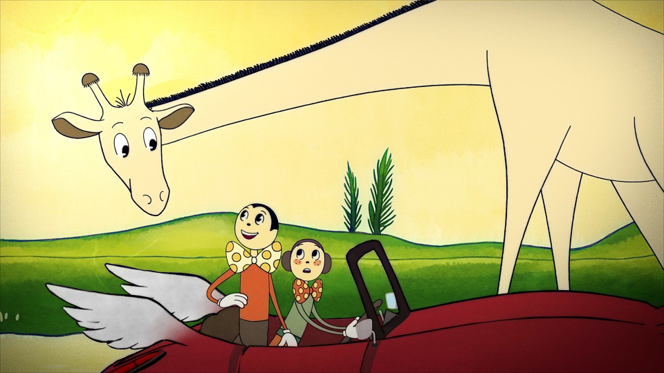 Pit & Peggs treffen eine Giraffe. | Bildquelle: WDR Pit & Peggs treffen eine Giraffe.