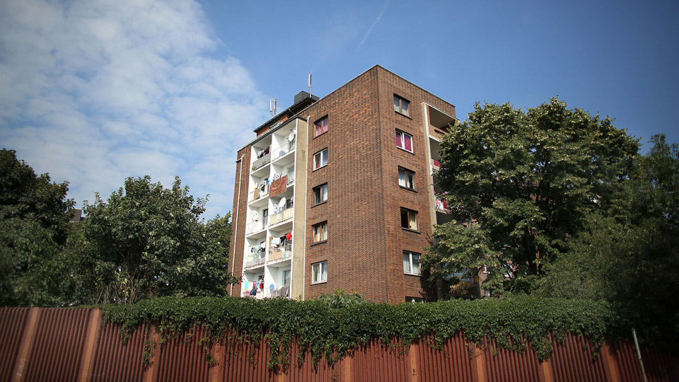 Fassade des "Problemhaus" in Duisburg