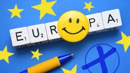 Schriftzug Europa mit Smiley