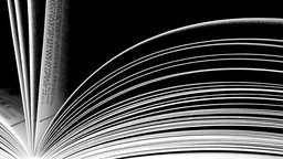 Schwarz-Weiß Bild von aufblätternden Buchseiten