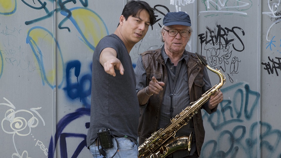 Regisseur Sebastian Ko mit Klaus Doldinger (r)